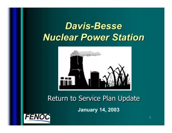 Davis-Besse  Davis-Besse  Nuclear Power Station  Nuclear Power Station  Return to Service Plan