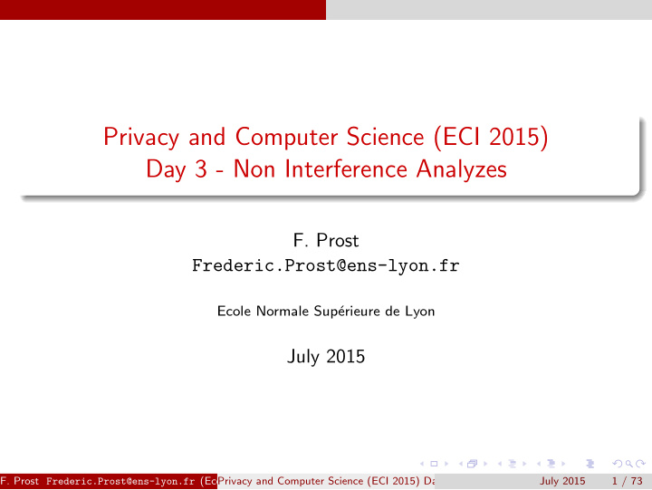 privacy and computer science eci 2015 day 3 non