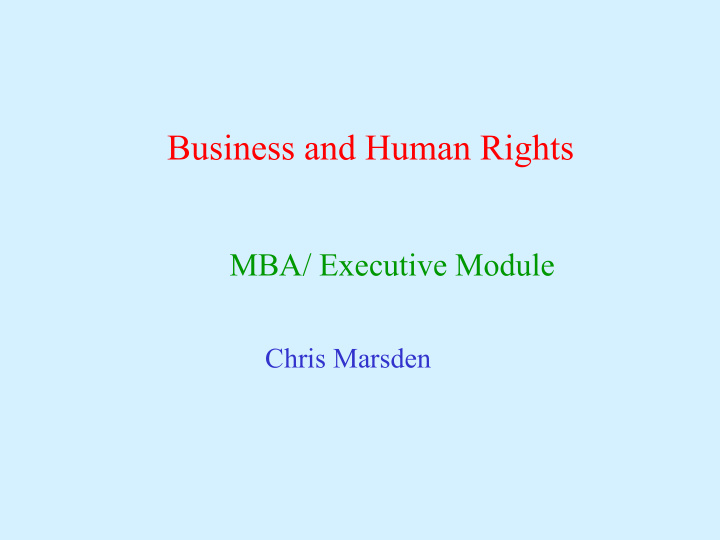 mba executive module chris marsden 1 what do you need to