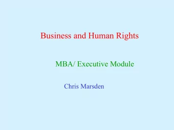 MBA/ Executive Module  Chris Marsden  1. What do you need to know &amp; understand  about Human