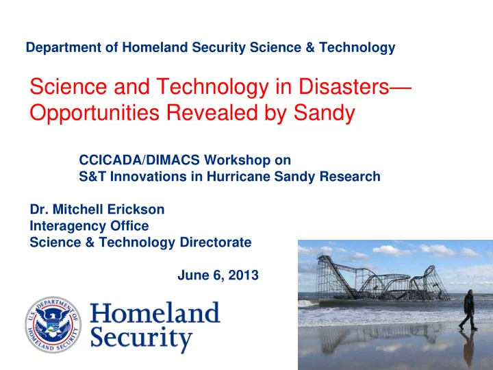science and technology in disasters opportunities