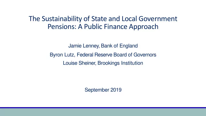 the sustainability of state and local government pensions