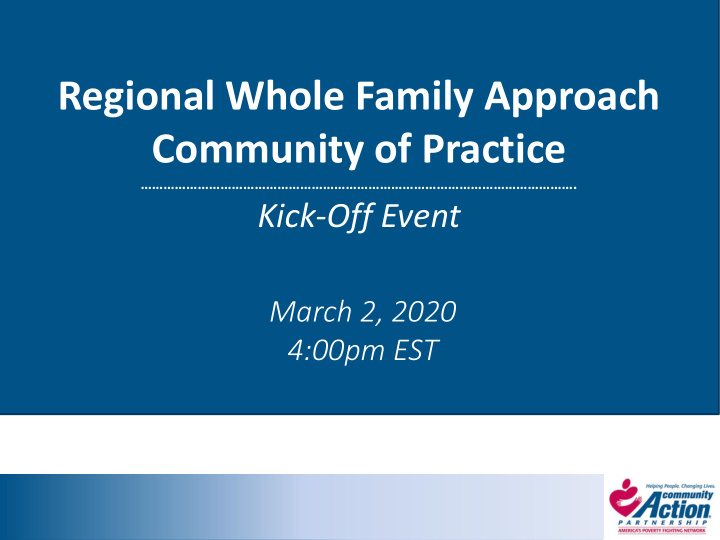 regional whole family approach community of practice