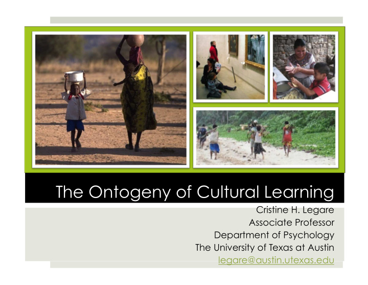 the ontogeny of cultural learning