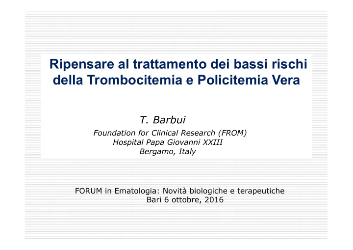 ripensare al trattamento dei bassi rischi della