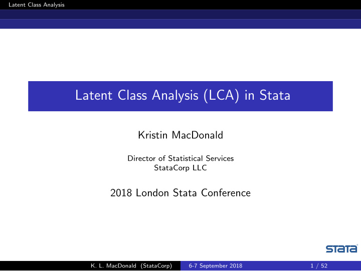 latent class analysis lca in stata