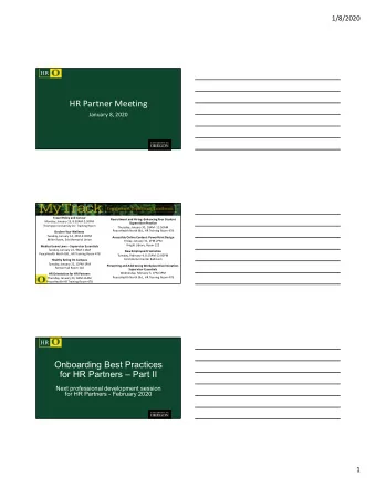 HR Partner Meeting  January 8, 2020  Travel Policy and Concur  Recruitment and HiringEnhancing