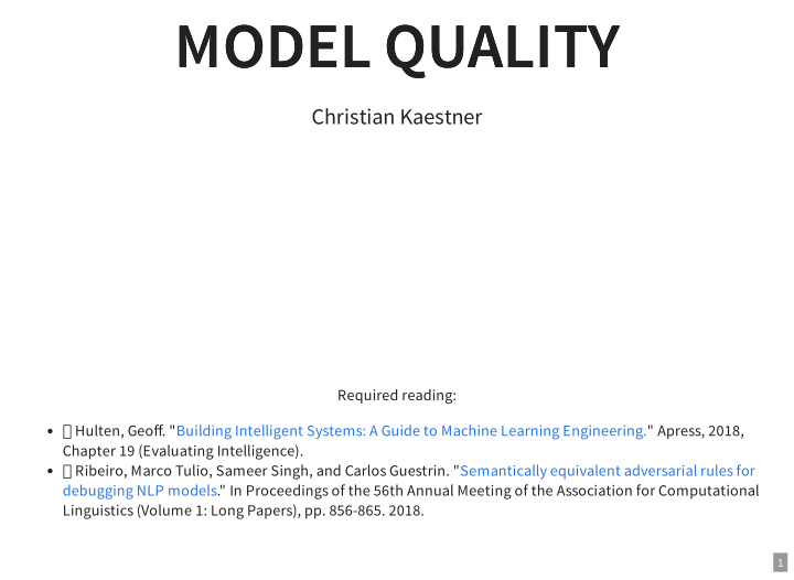 model quality model quality