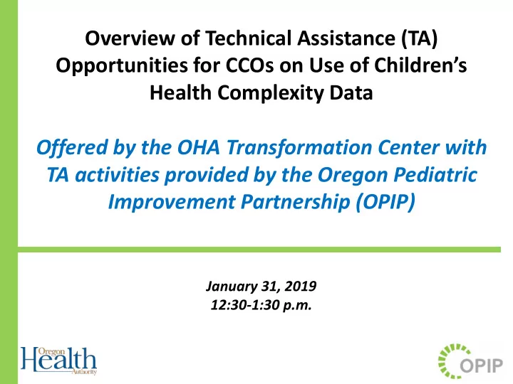 overview of technical assistance ta opportunities for