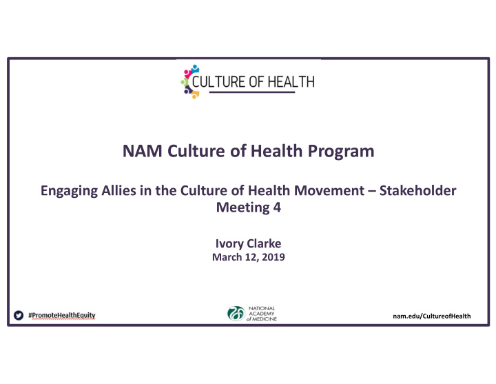 nam culture of health program