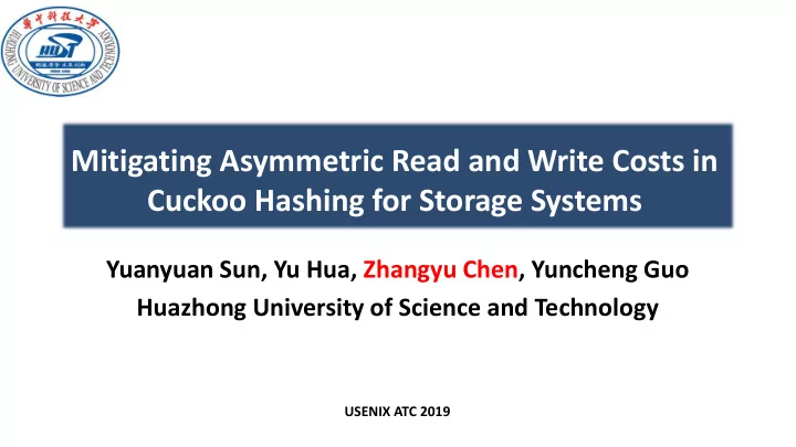cuckoo hashing for storage systems