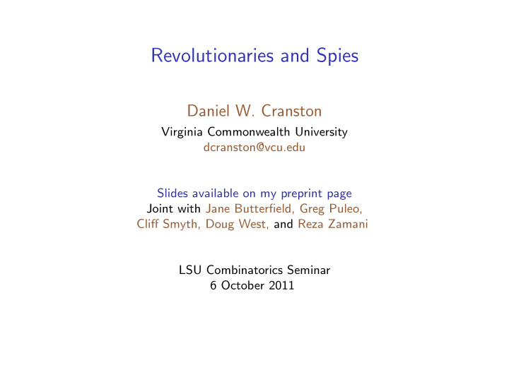 revolutionaries and spies