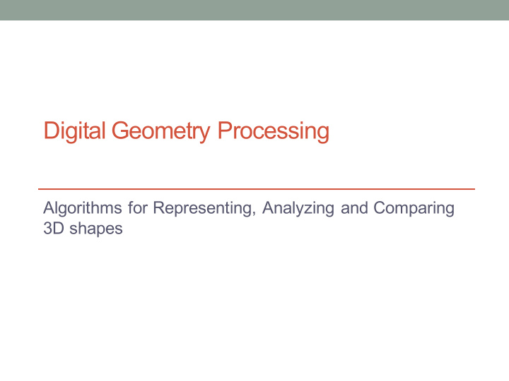 digital geometry processing