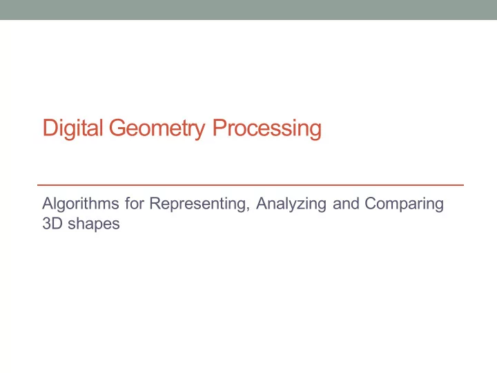 digital geometry processing