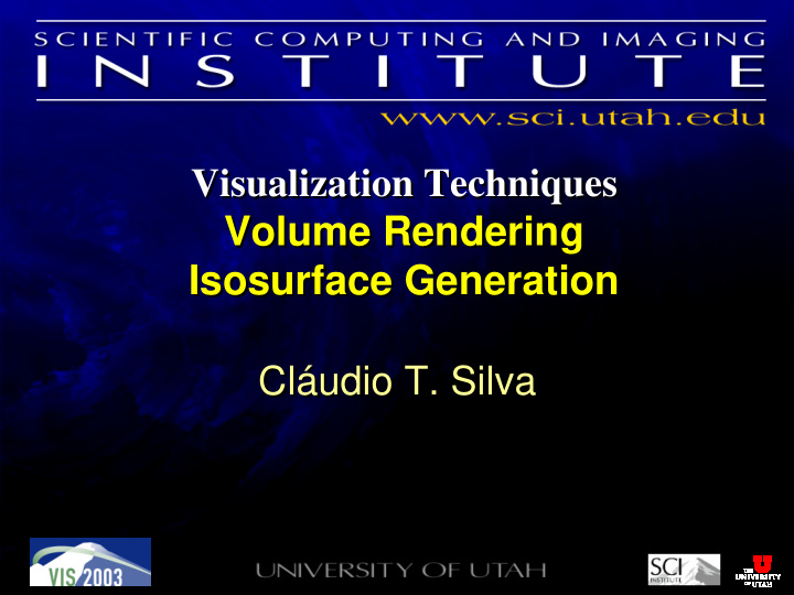 volume rendering volume rendering isosurface generation