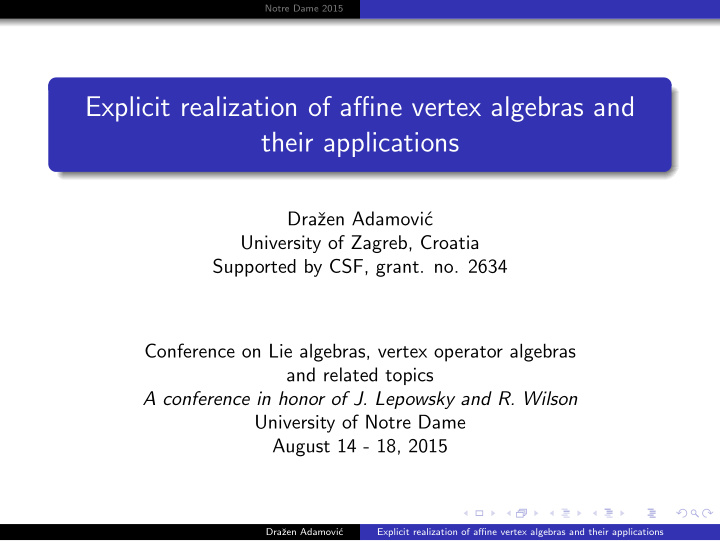 explicit realization of affine vertex algebras and their