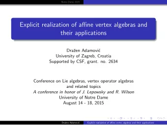 Explicit realization of affine vertex algebras and  their applications  Dra  zen Adamovi  c