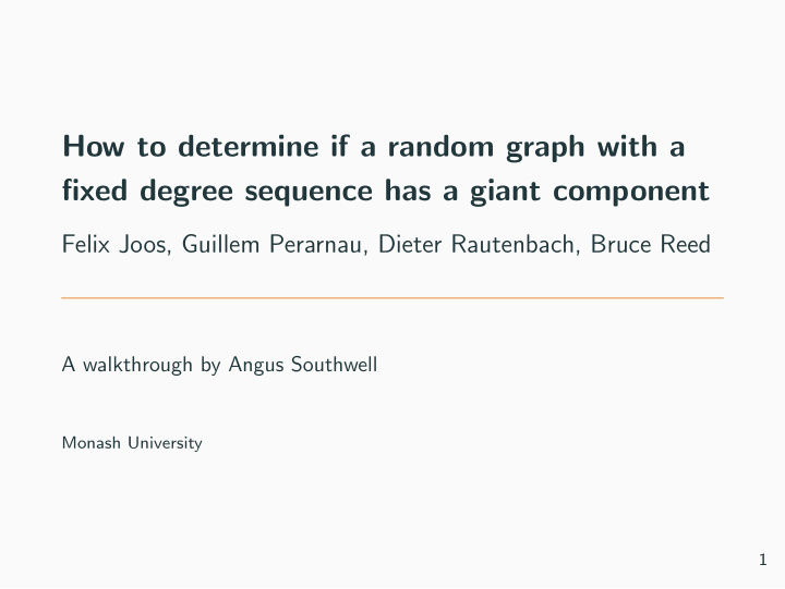 how to determine if a random graph with a fixed degree