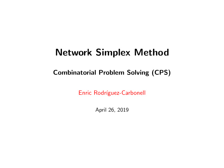 network simplex method