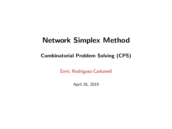 network simplex method