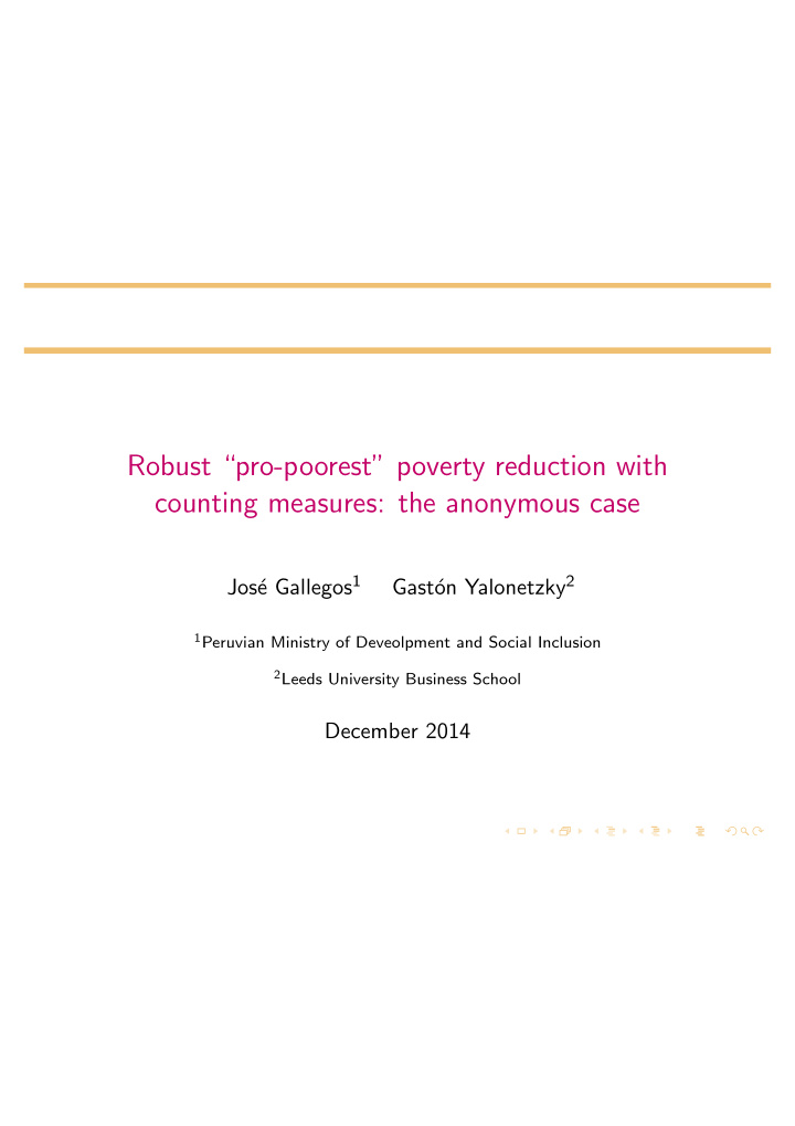 robust pro poorest poverty reduction with counting