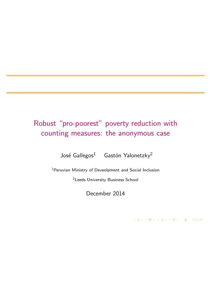 robust pro poorest poverty reduction with counting