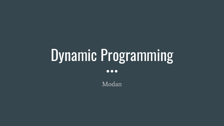 dynamic programming