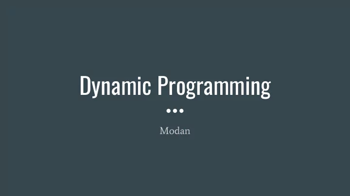 dynamic programming