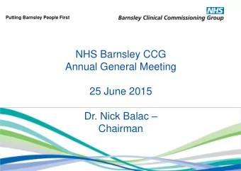 Investment and Quality  Practice Delivery Agreement  Barnsley Quality Outcomes  Framework