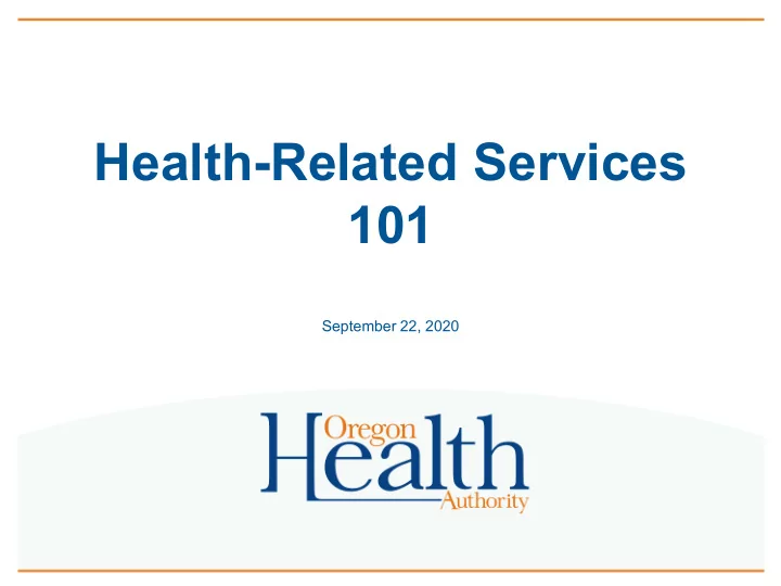 health related services 101