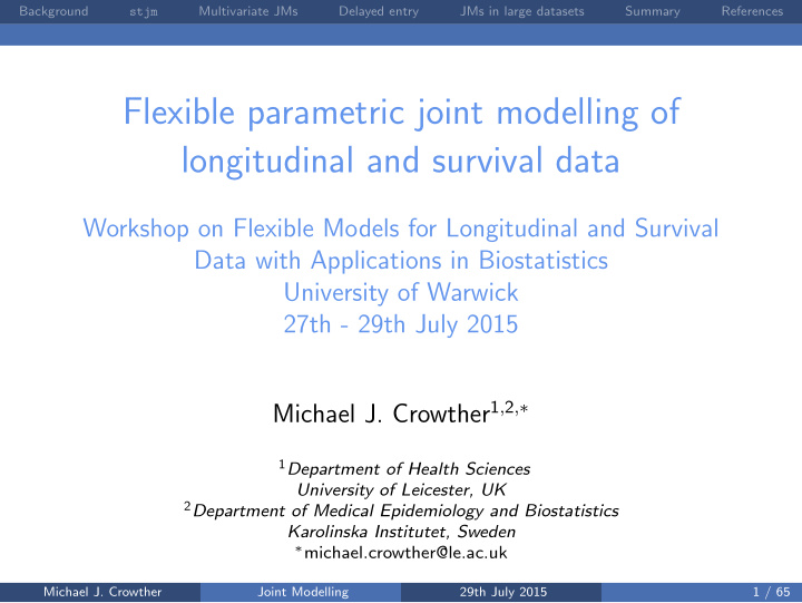 flexible parametric joint modelling of longitudinal and