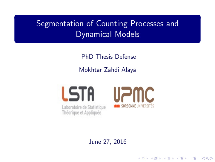 segmentation of counting processes and dynamical models