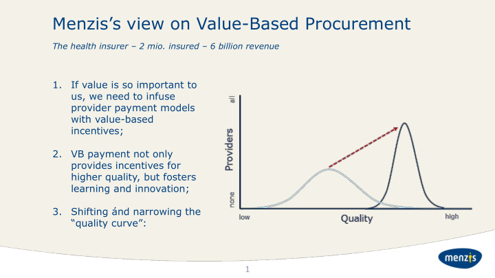 menzis s view on value based procurement