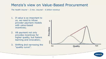 Menziss view on Value-Based Procurement The health insurer  2 mio. insured  6 billion