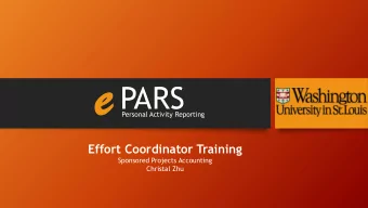 Introduction  Effort Reporting Process  Department/Division Dashboard  Reports Function  Why ePARS?