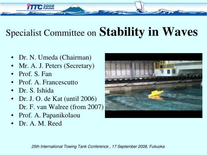 specialist committee on stability in waves