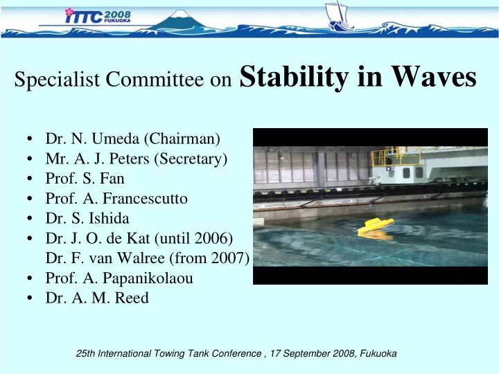 specialist committee on stability in waves