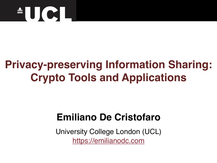 privacy preserving information sharing crypto tools and