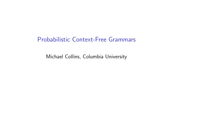 probabilistic context free grammars
