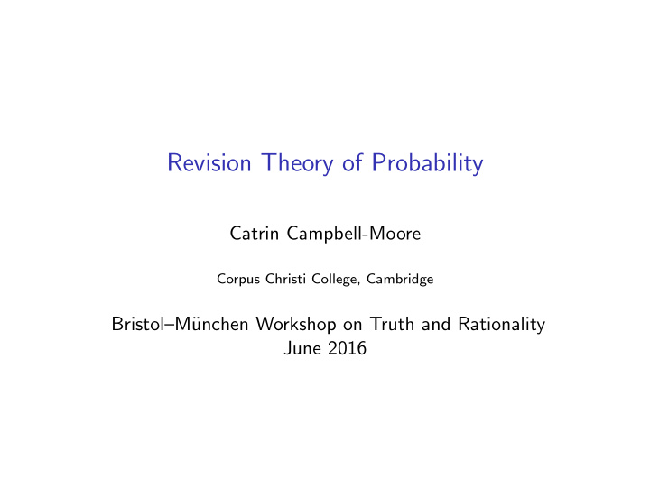 revision theory of probability