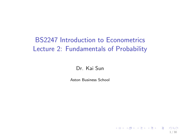 bs2247 introduction to econometrics lecture 2