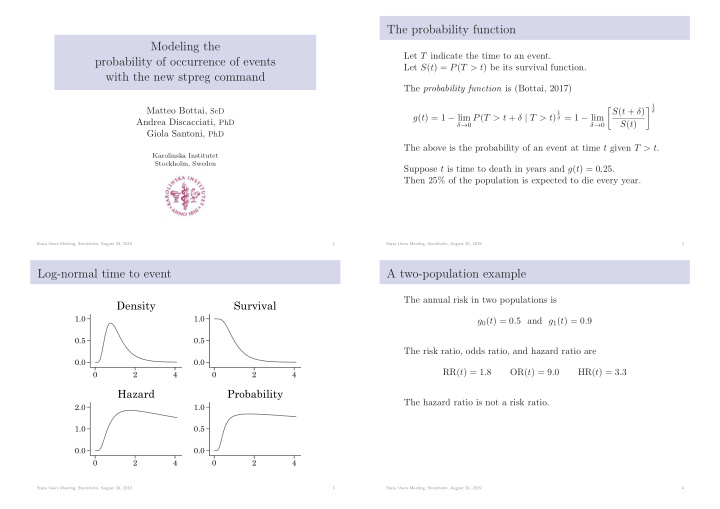 the probability function modeling the