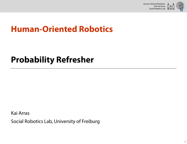 human oriented robotics probability refresher
