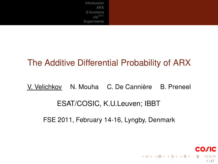 the additive differential probability of arx