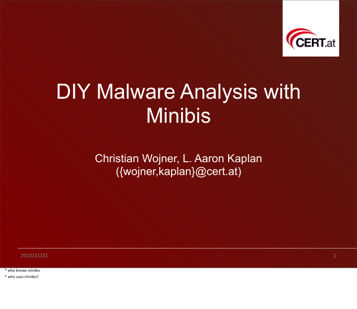 diy malware analysis with minibis