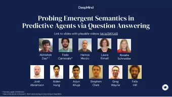Probing Emergent Semantics in  Predictive Agents via Question Answering  Link to slides with