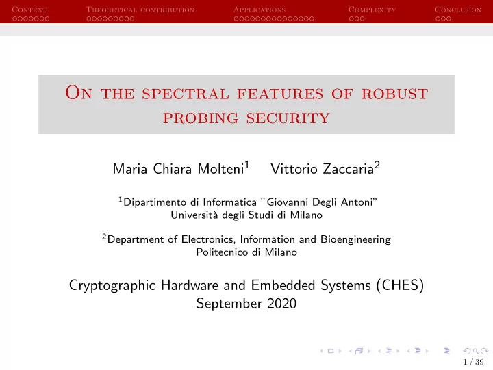 on the spectral features of robust probing security