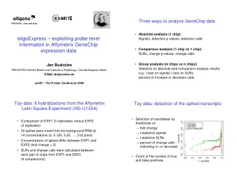 oligoExpress  exploiting probe level  Signals, detection p-values, detection calls  information