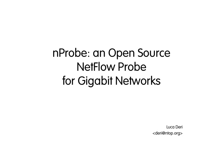 nprobe an open source netflow probe for gigabit networks