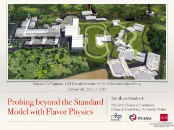 Probing beyond the Standard  PRISMA Cluster of Excellence  Model with Flavor Physics  Johannes